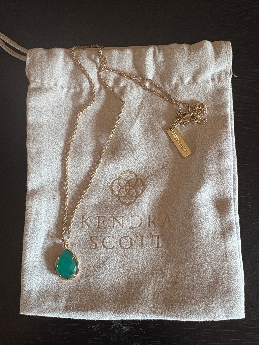 Kendra Scott Gold Necklace with Teal Pendant